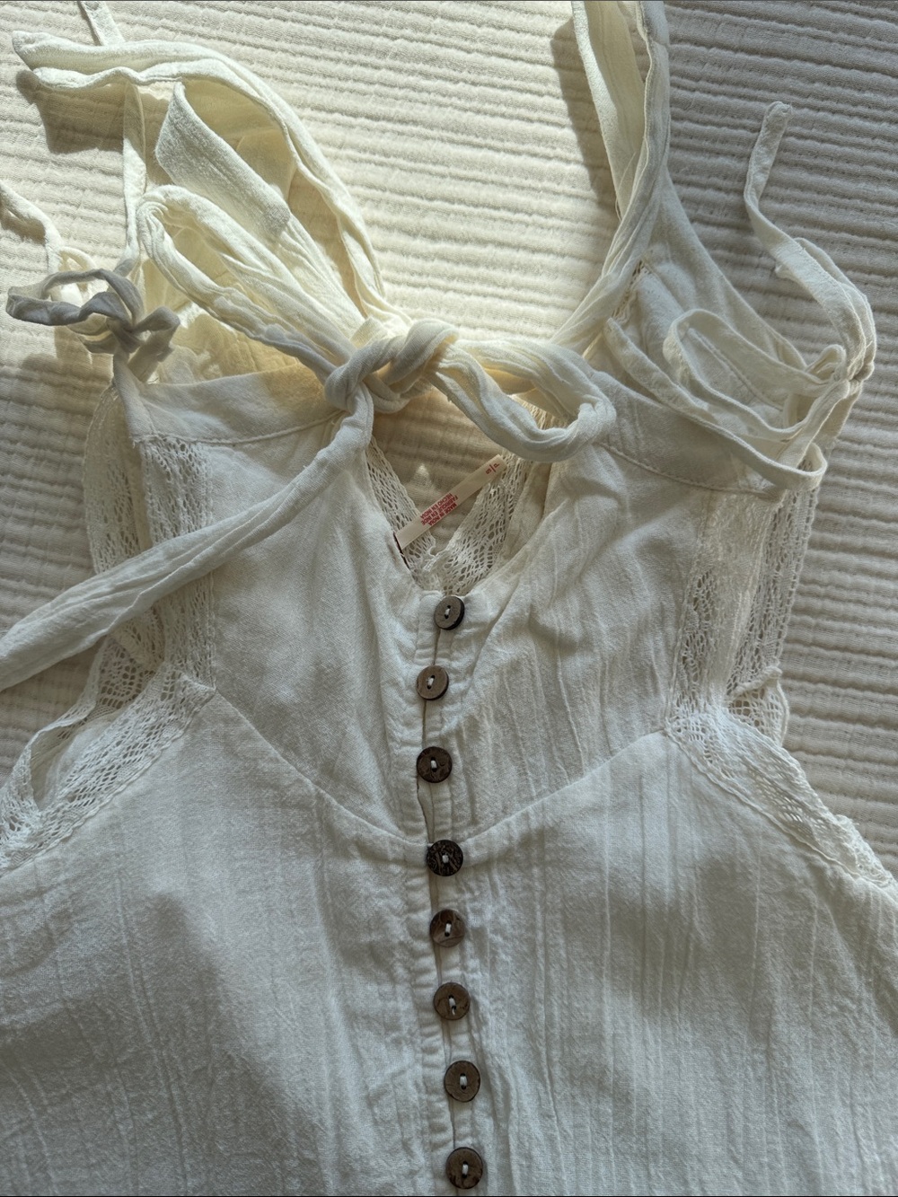 Free People White Tie-Shoulder Summer Dress - Picture 4 of 5